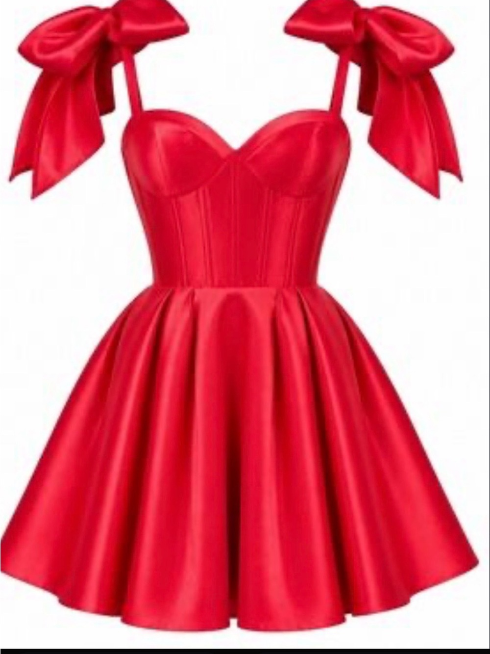 Fashion Nova Red Bow-Shoulder Fit & Flare Mini Dress